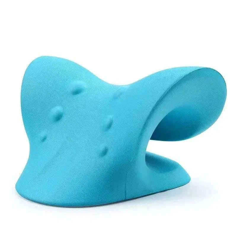 Blue ergonomic Cervical Chiropractic Traction Device for neck and shoulder pain relief and posture support