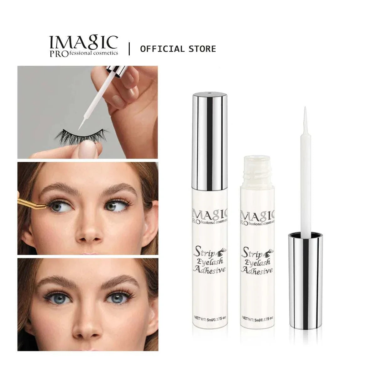 IMAGIC 5ml waterproof, fast-dry false eyelash extension glue with transparent formula for long-lasting, non-irritating lash hold