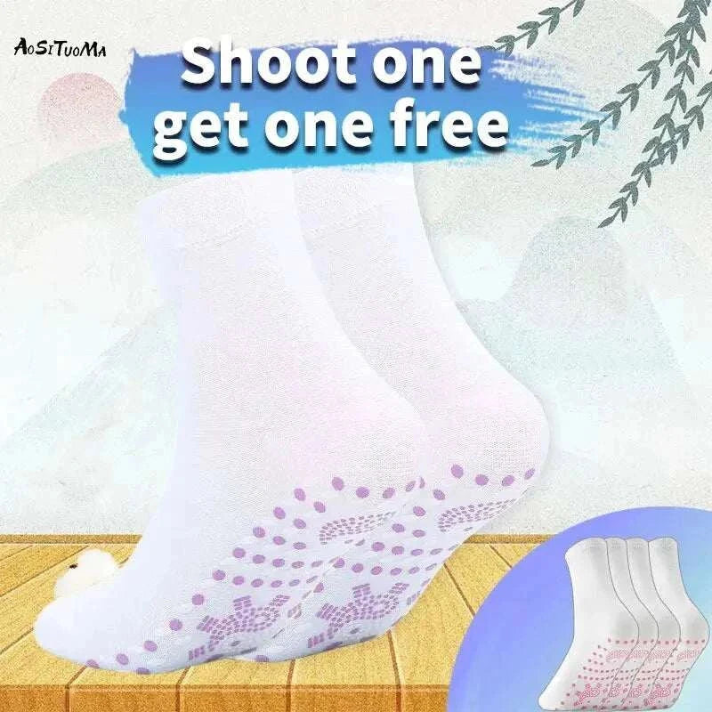 Non-slip grip white socks for personal health care with buy one get one free offer