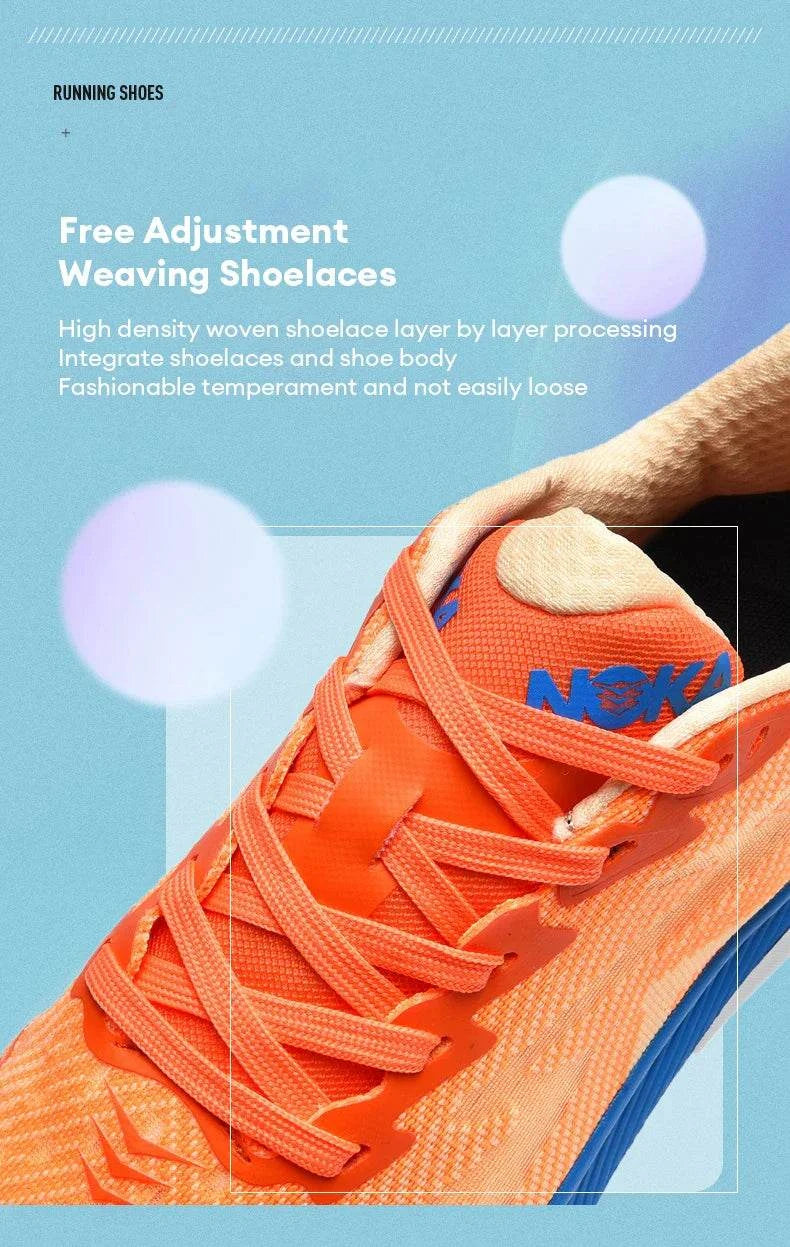 Orange Carbon Plate Air Cushion running shoes with breathable mesh and woven shoelaces for unisex performance and ergonomic fit