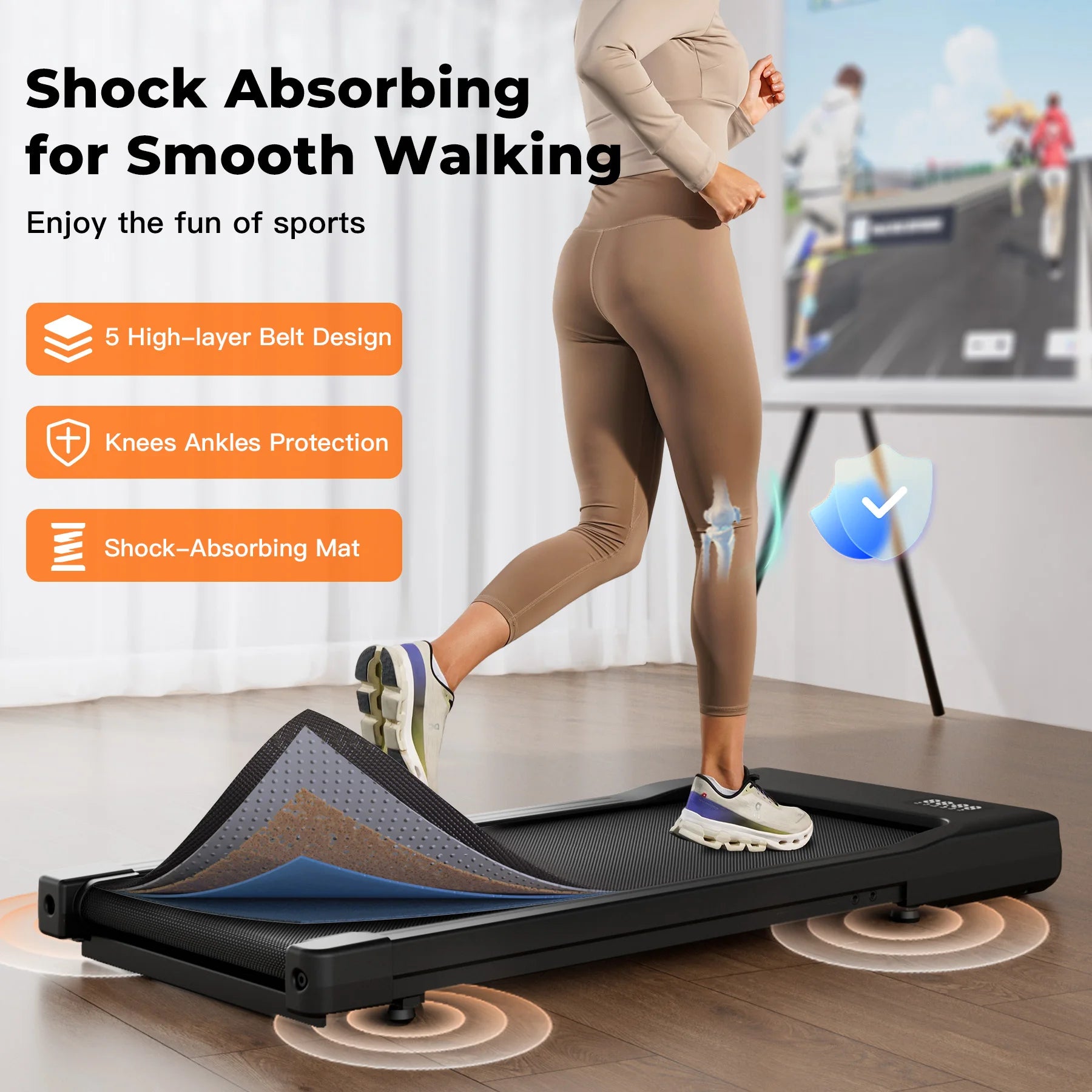 2 in 1 Walking Pad Under Desk Treadmill – Portable Home & Office Fitness