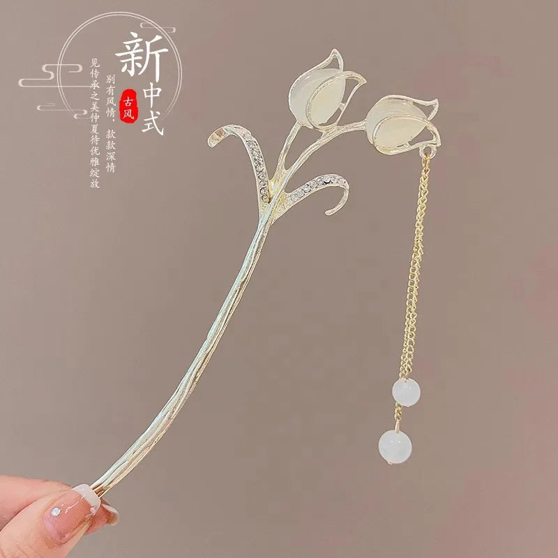 Elegant Chinese Style Flower Tassel Hairpin