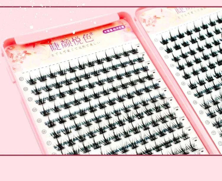 Flowerknow Eyelash Extension Book with 32 rows of soft individual cluster lashes in a pink flower-themed case for professional and personal use