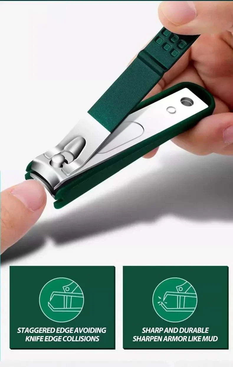 Compact green nail clipper with ergonomic grip and stainless steel blade from nail clipper set