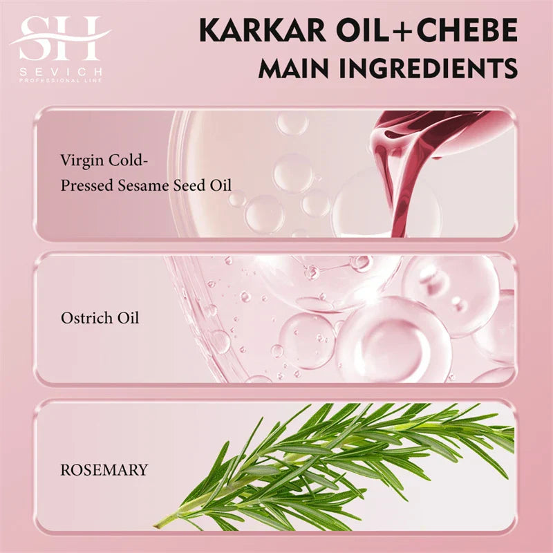 Chebe Fast Hair Growth oil with Karkar, sesame seed, ostrich oil, and rosemary for hair repair and regrowth