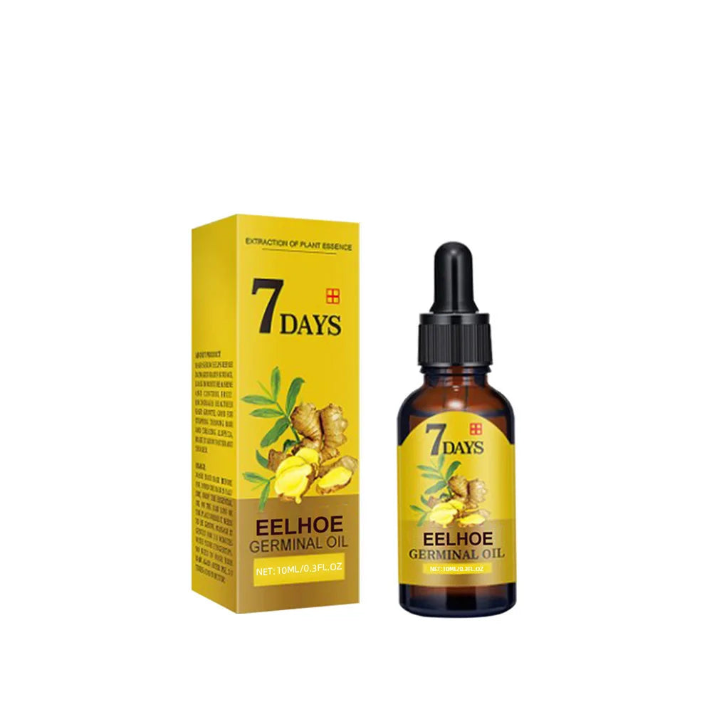 EELHOE Ginger Hair Growth Oil bottle and packaging with ginger root illustration for natural hair growth and anti-hair loss treatment