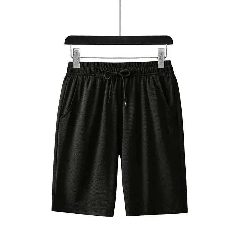 Black 2025 NEW Fitness Sports Shorts for men with elastic waistband and drawstring, lightweight and quick-drying fabric designed for workouts and casual wear