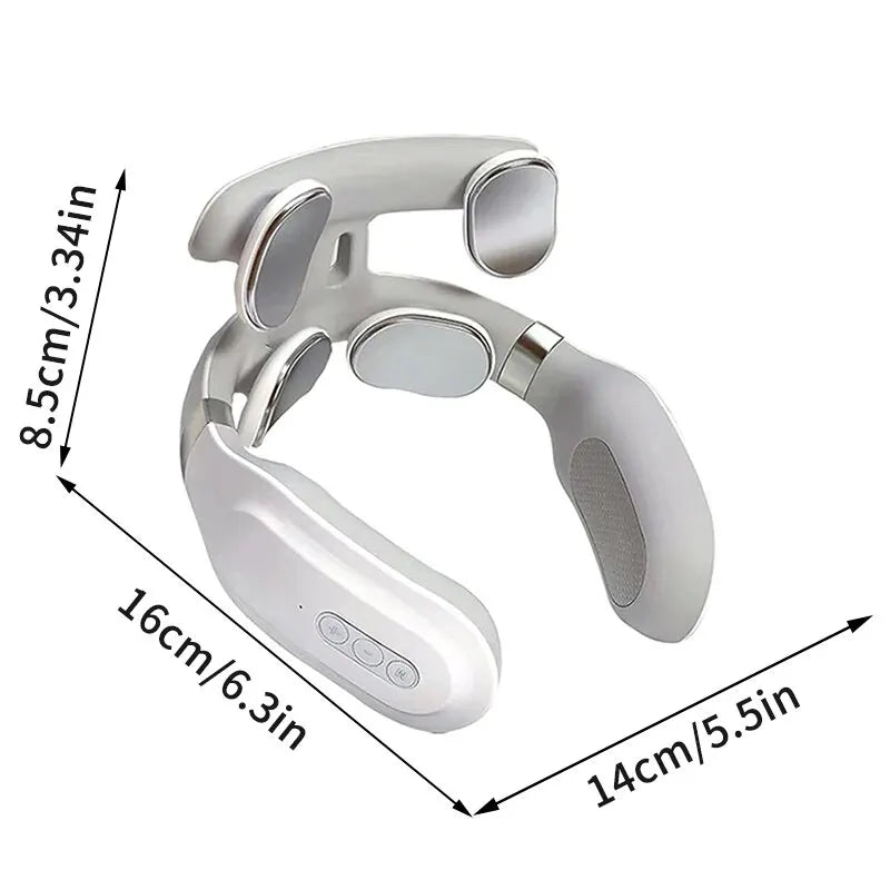 4D Neck Massage Machine with 4D massage heads, heat, vibration, breathing light therapy, USB rechargeable and ergonomic design