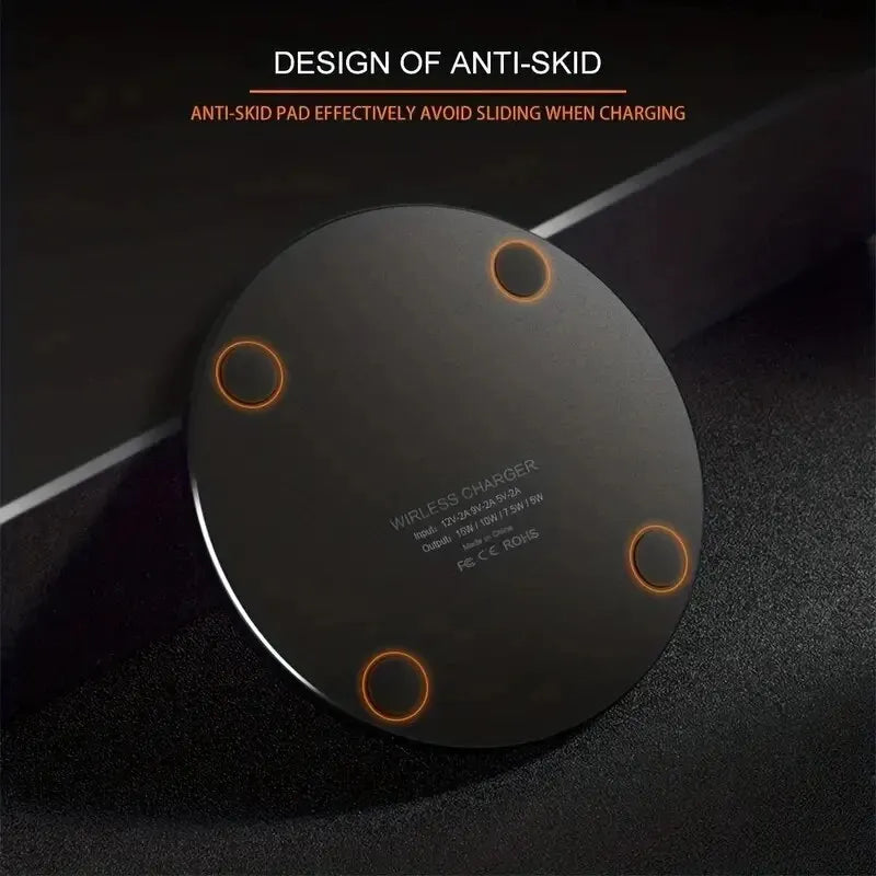 30W wireless charger pad with anti-skid design and fast Qi-certified charging