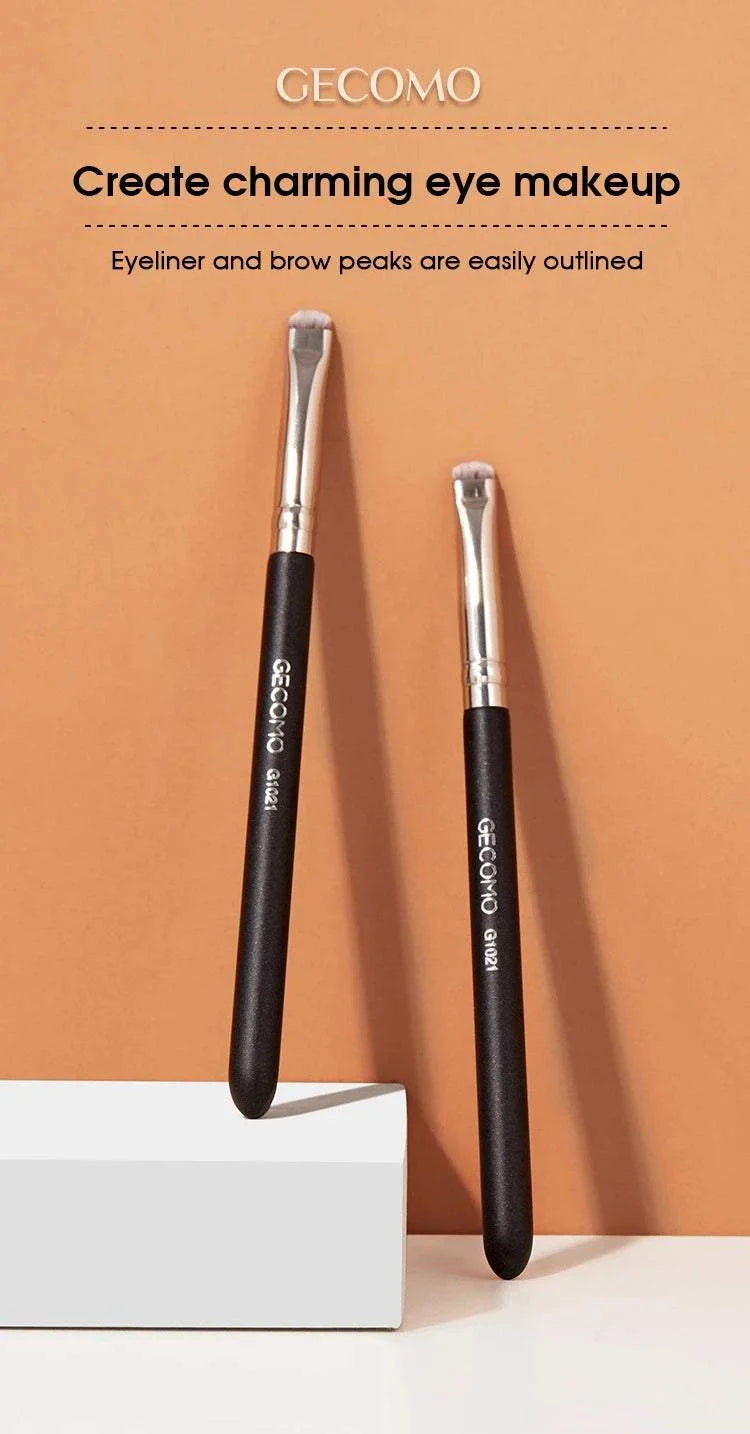 Eyeliner and eyebrow makeup brush set with sleek black handles for precise eye makeup application