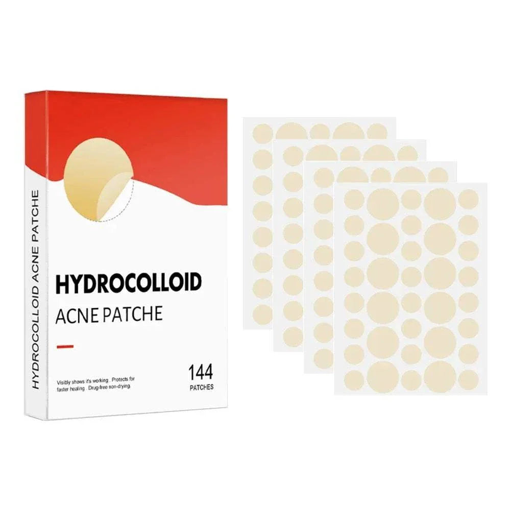 High-end hydrocolloid acne patches pack of 144 for professional healing and spot coverage.