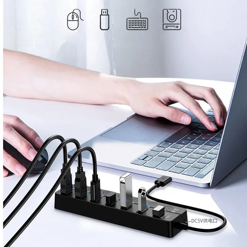 USB 3.0 Power Adapter Multi-Port Hub