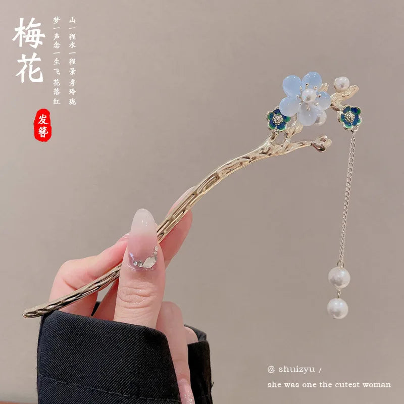 Elegant Chinese Style Flower Tassel Hairpin