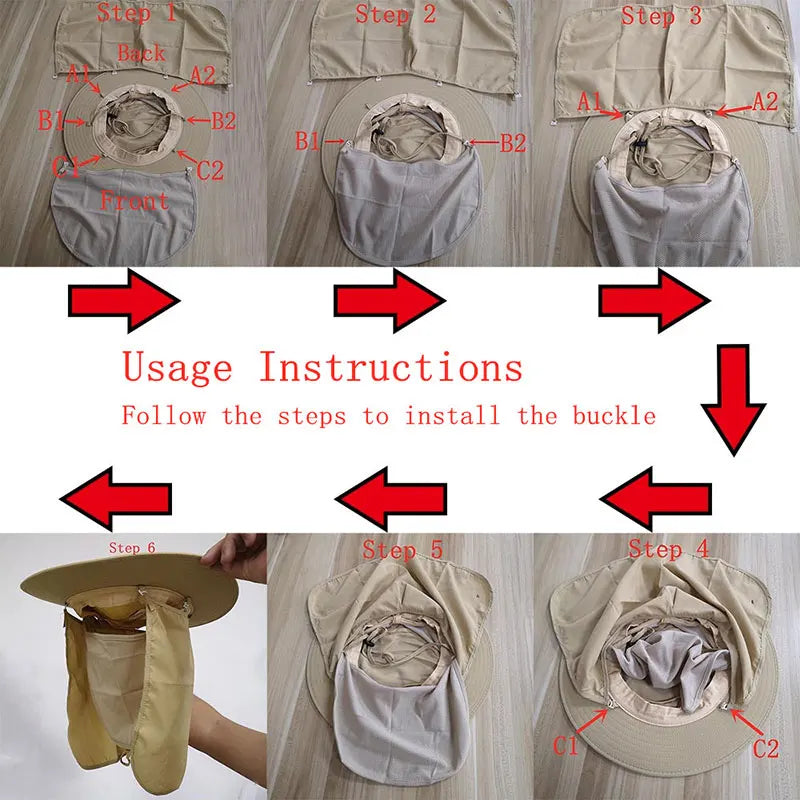 Step-by-step guide to adjusting and folding a breathable sunshade cap for men and women