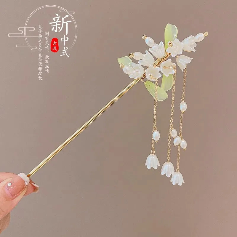 Elegant Chinese Style Flower Tassel Hairpin