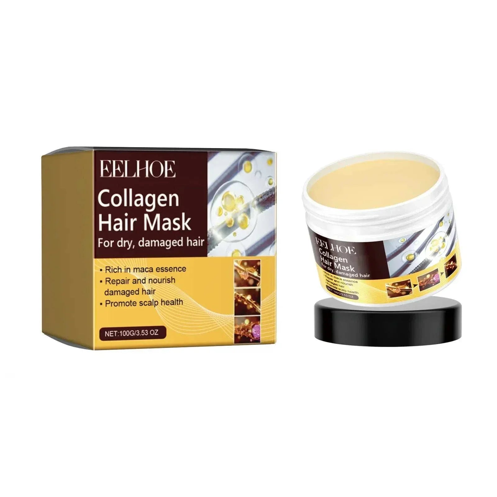 Deep Conditioning Hair Mask for dry, damaged hair with collagen and maca essence for intense hydration and repair
