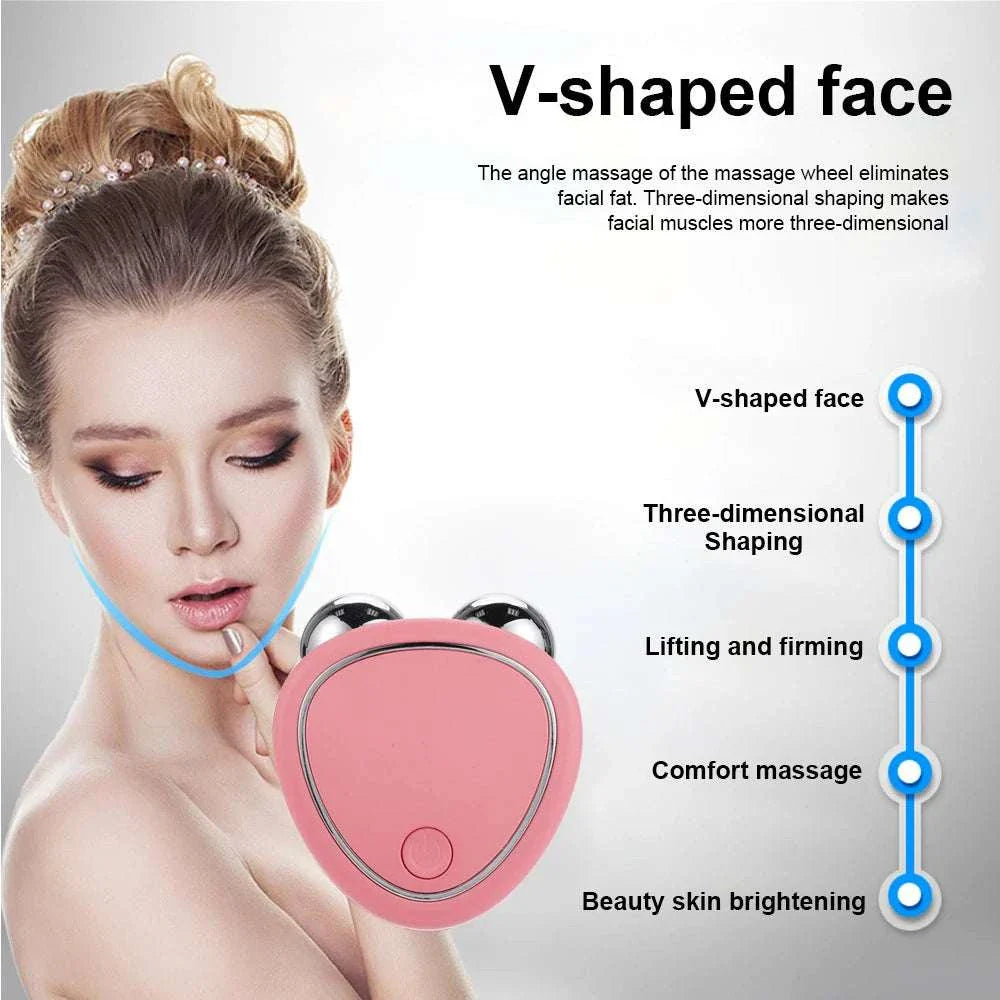 EMS face lifting machine with microcurrent roller for V-shaped face sculpting and skin brightening