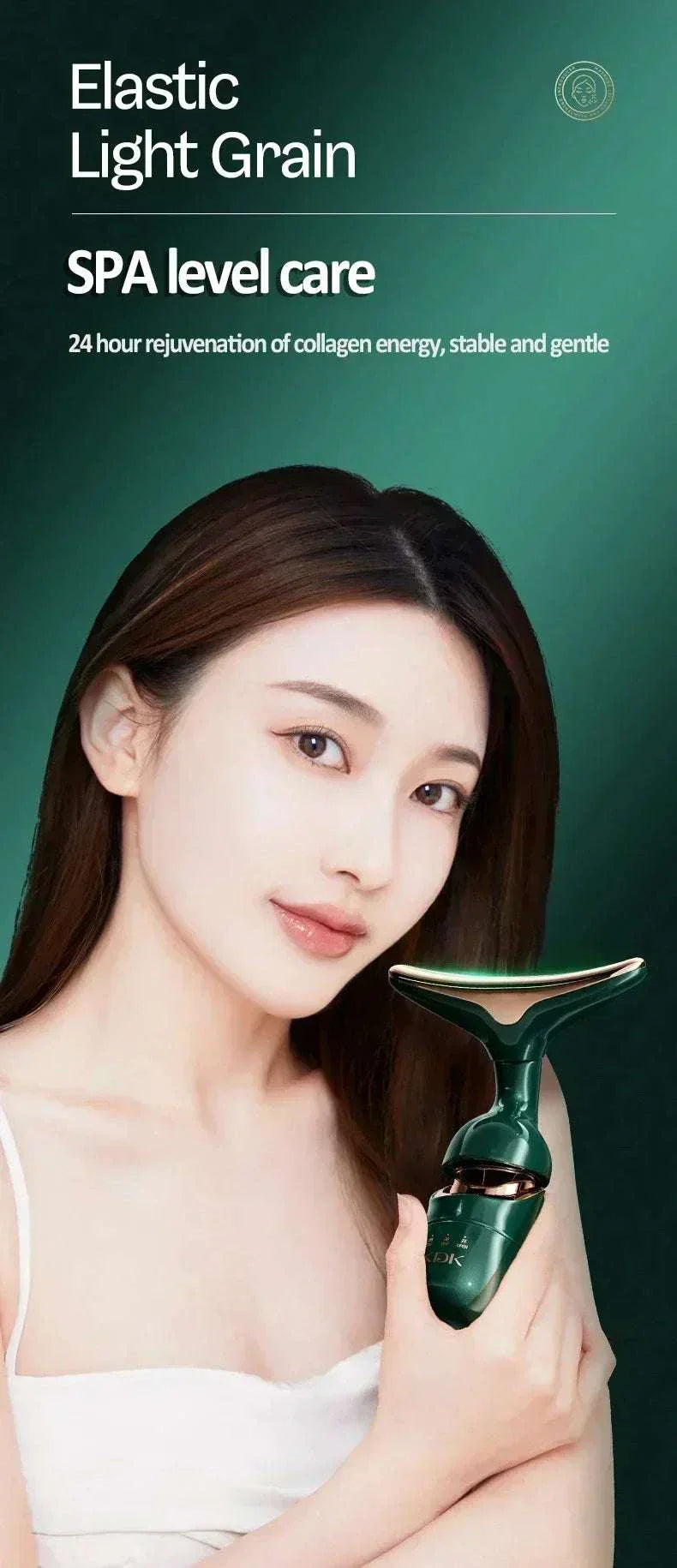 Woman using 3-in-1 Facial Lifting Device for neck, face, and eye massage with spa-level skincare benefits