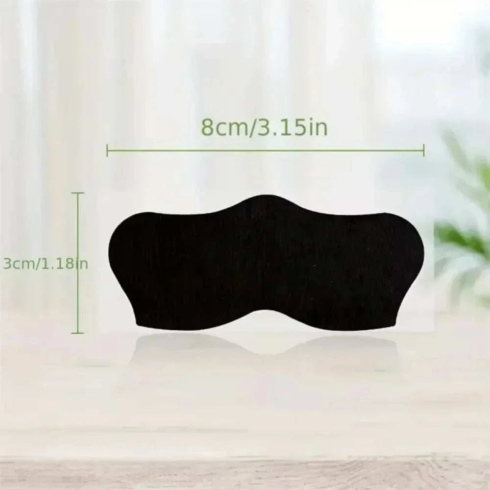 Black bamboo charcoal nasal strip measuring 8cm by 3cm for blackhead removal and pore cleansing