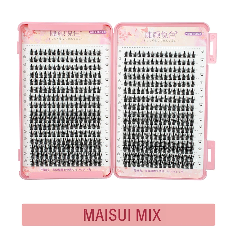 Flowerknow Eyelash Extension Book with 32 rows of black individual cluster lashes in a pink case for professional and personal use