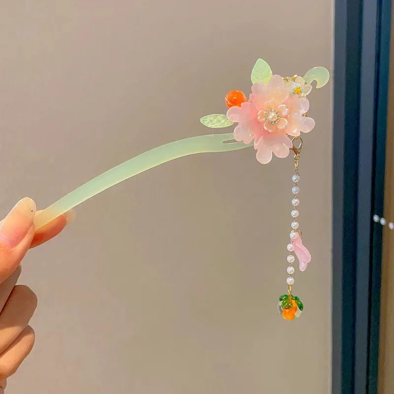 Elegant Chinese Style Flower Tassel Hairpin