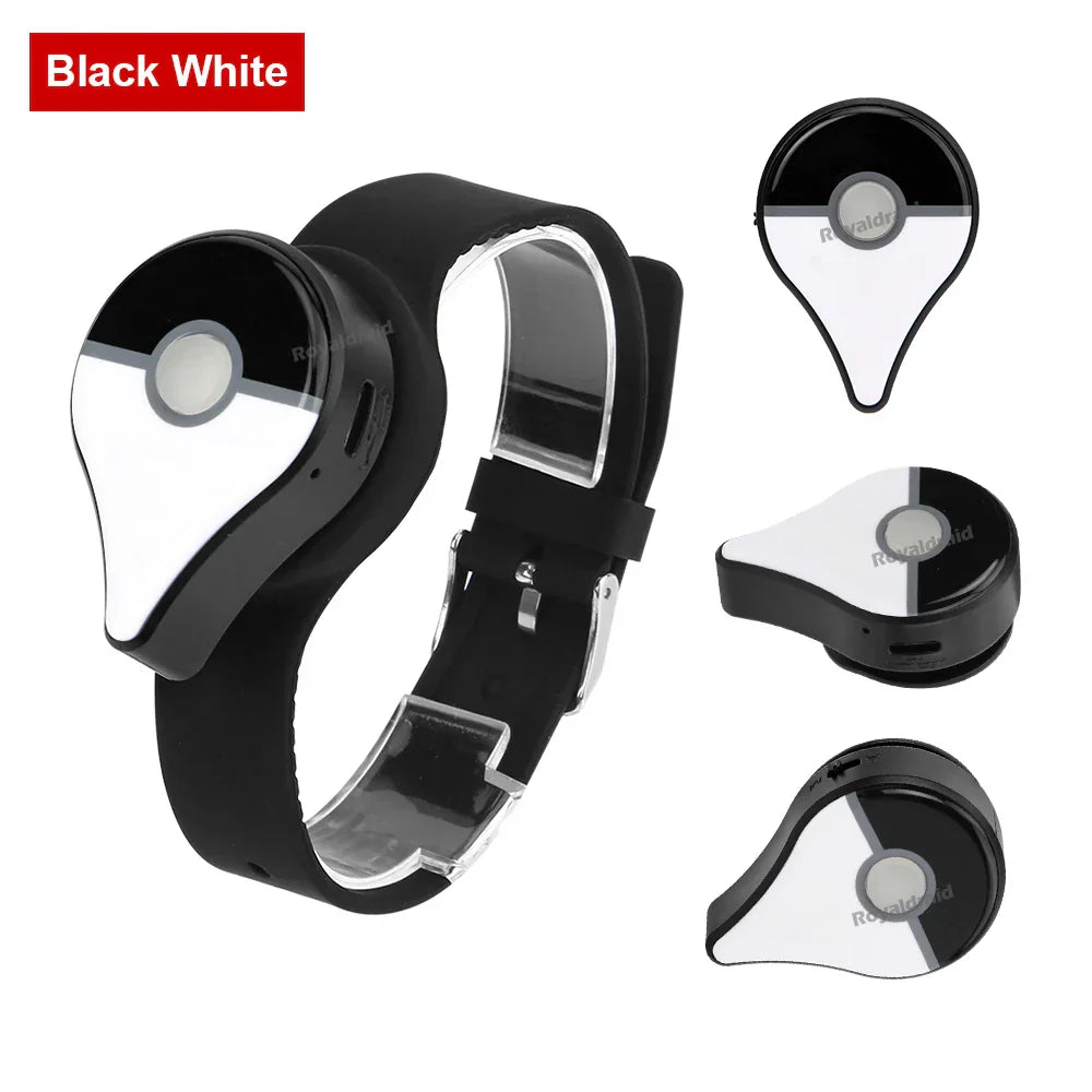 Black and white Auto Catch Powermon Go Plus smart Bluetooth wristband for automatic Pokémon GO gameplay
