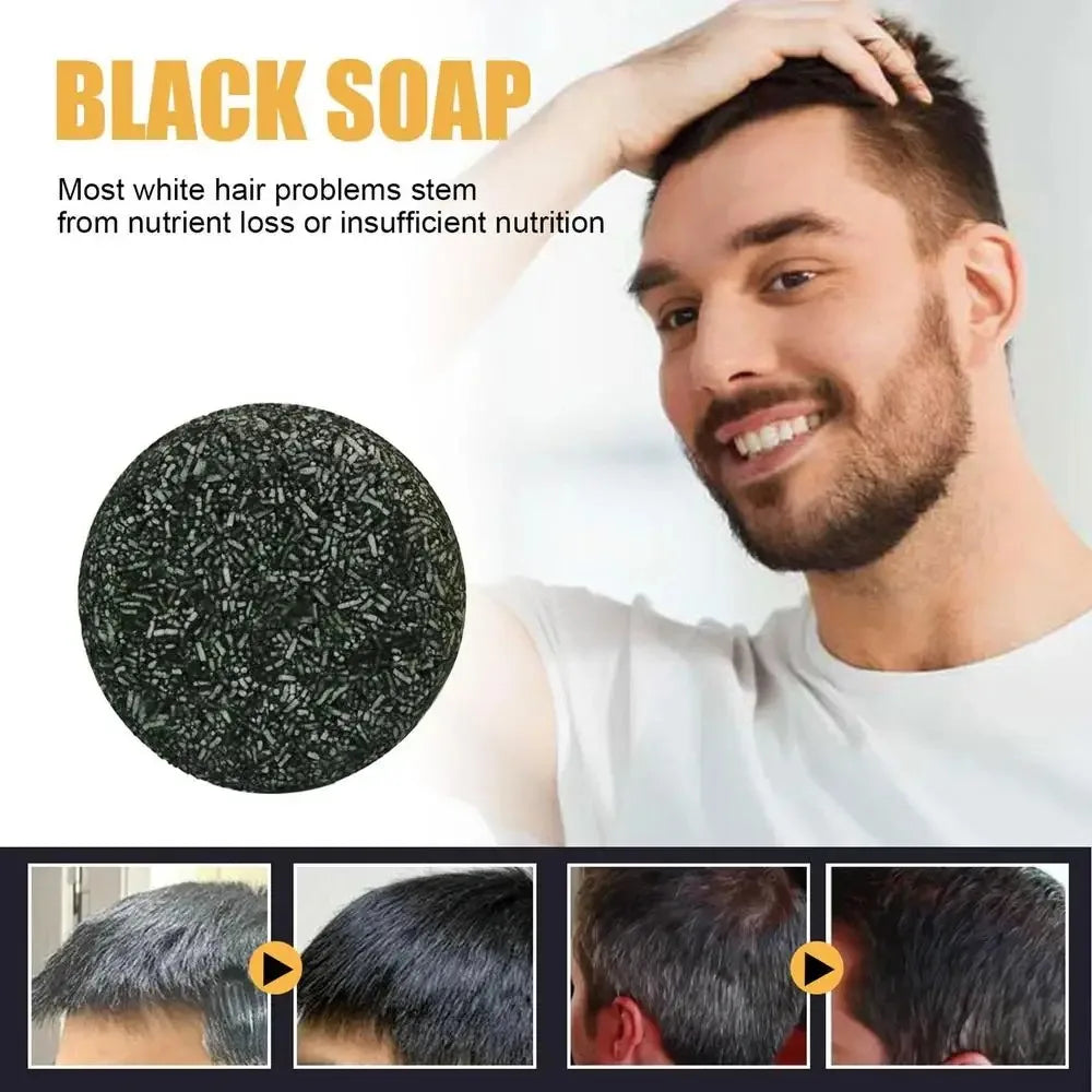 Polygonum Black Hair Soap natural herbal shampoo bar for gray hair restoration and nourishment.