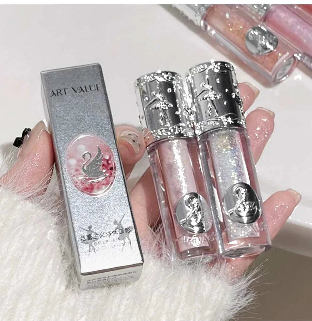 Balletism Liquid Eyeshadow with fine shimmer in elegant silver packaging for a radiant, blendable glow