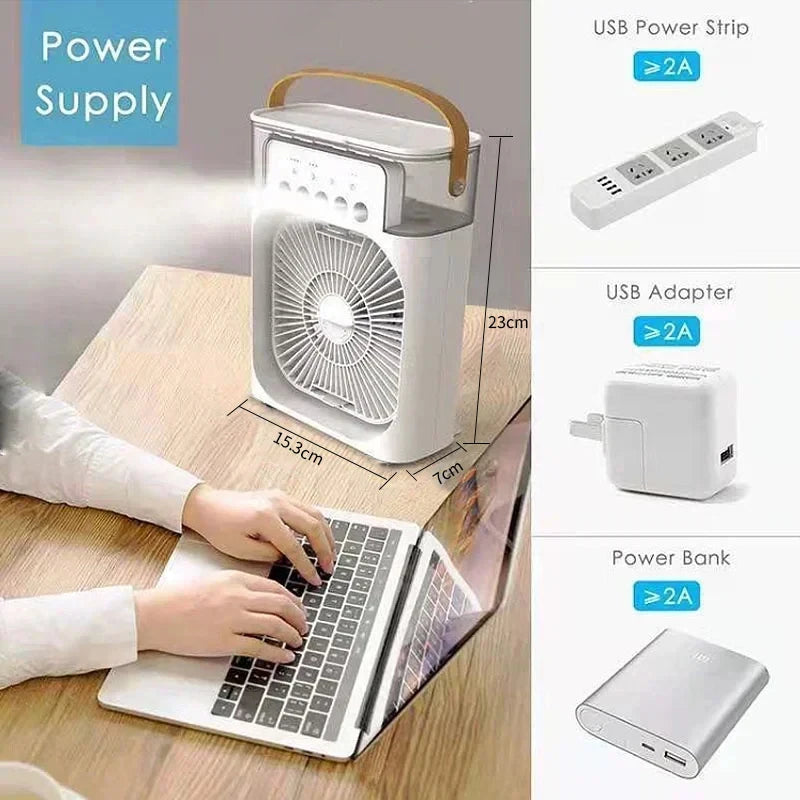 3-in-1 Mini Air Cooler with LED Night Light & Humidifier