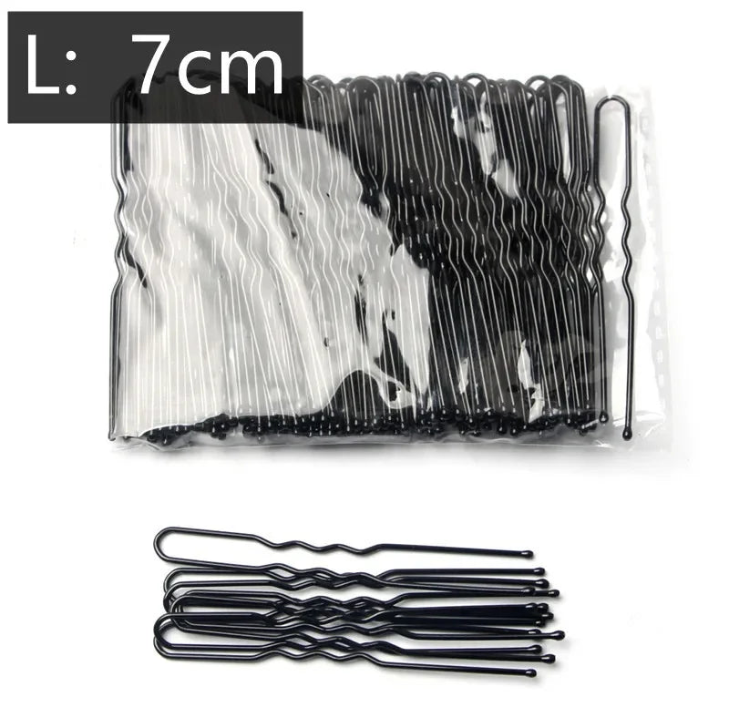 50 pieces 7cm black U-shaped metal hair pins for secure and elegant hairstyles