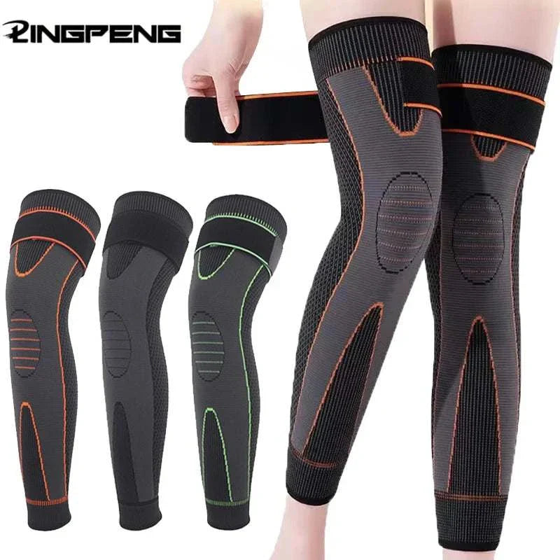 Set of 2 compression knee pads with adjustable straps for joint support and injury prevention during sports and workouts
