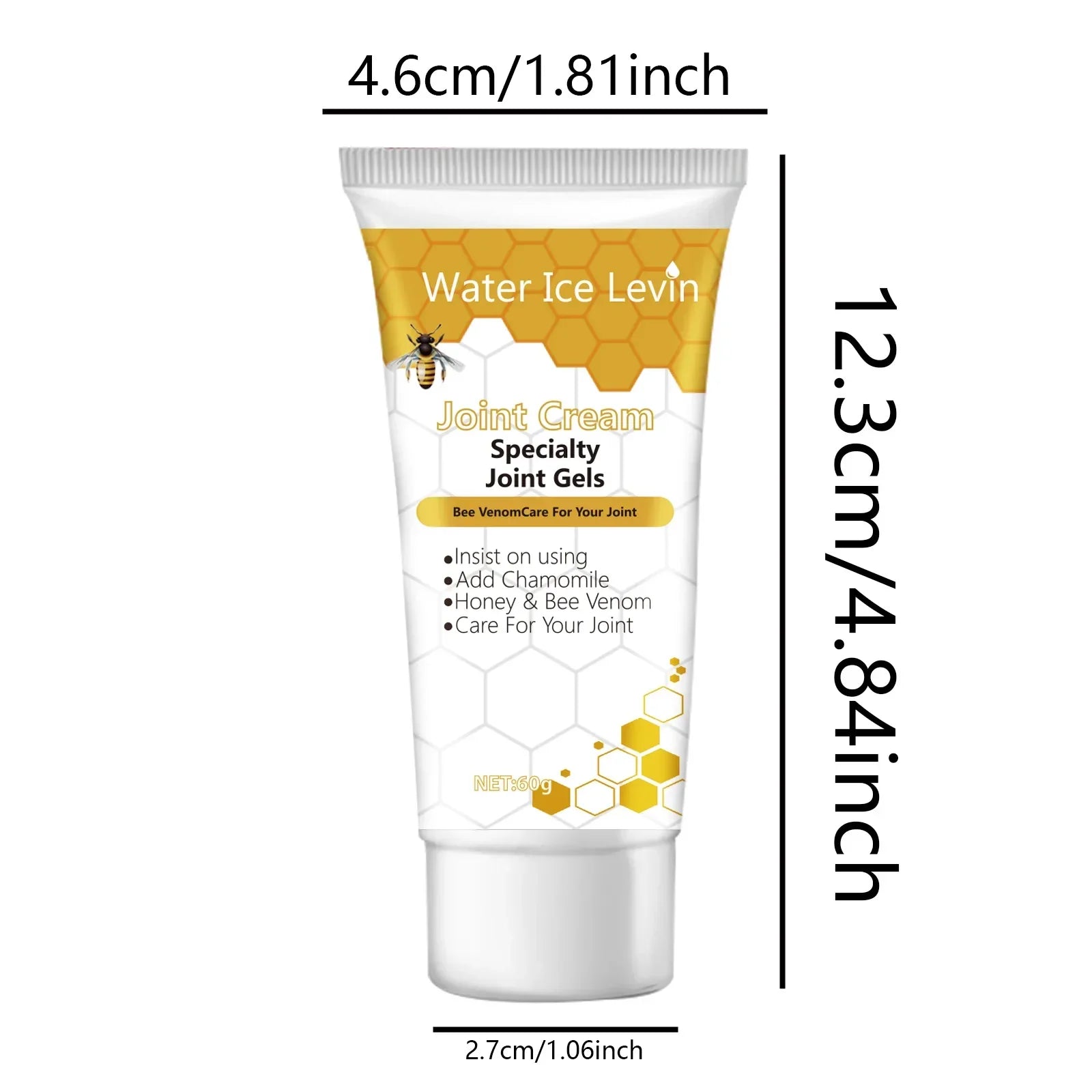 Bee Venom Joint Cream tube with honeycomb design, natural anti-inflammatory cream for joint relief and hydration