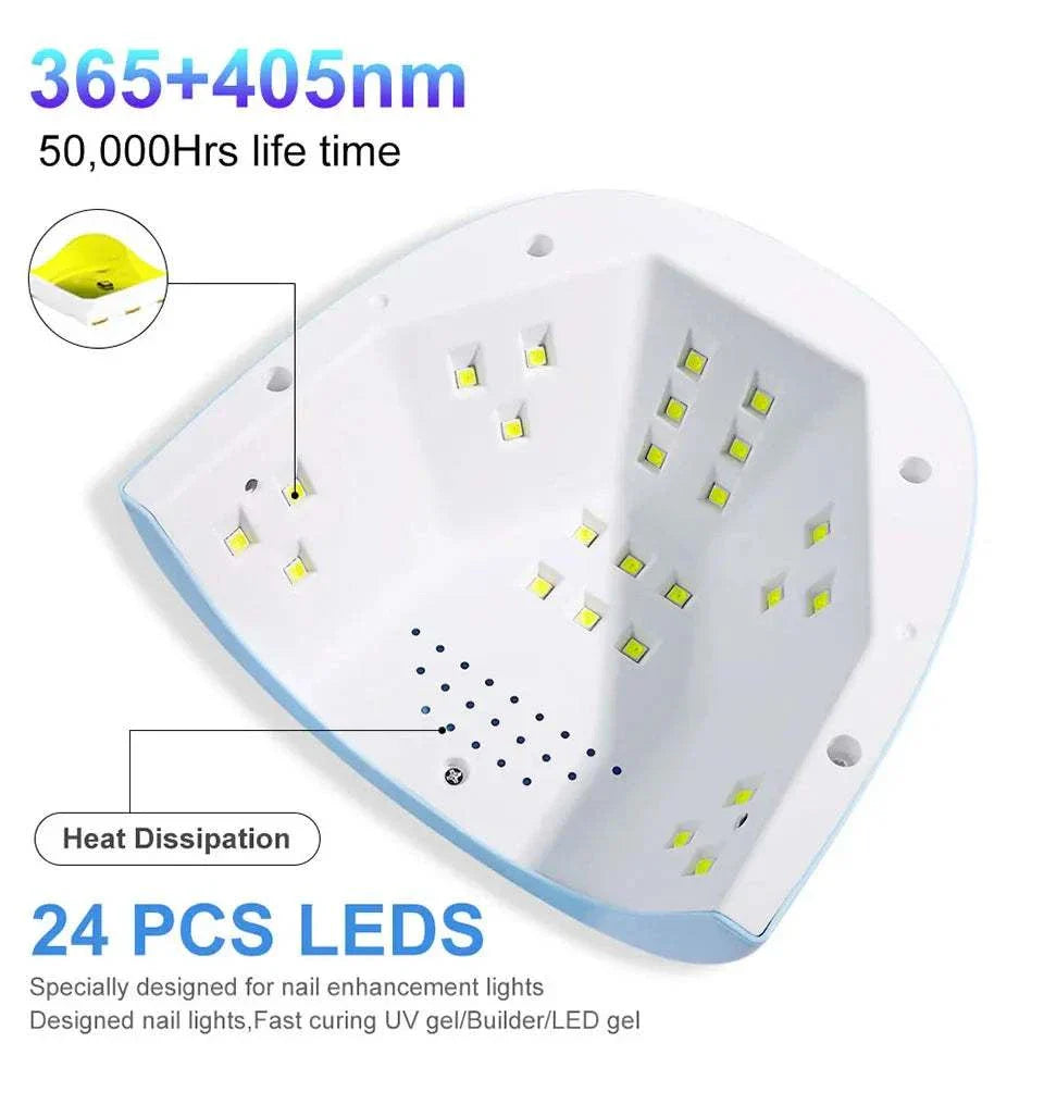 88W LED UV Nail Lamp with 24 LEDs for fast gel polish curing and heat dissipation design