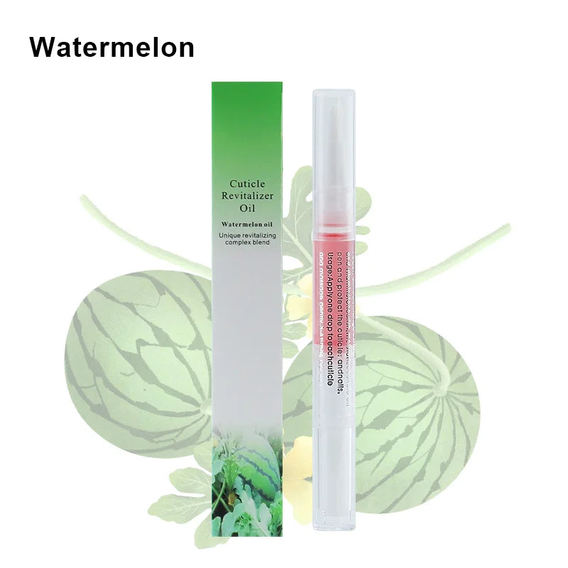 40PCS Cuticle Oil Pen Set watermelon scent nail cuticle revitalizer oil pen and packaging with watermelon background