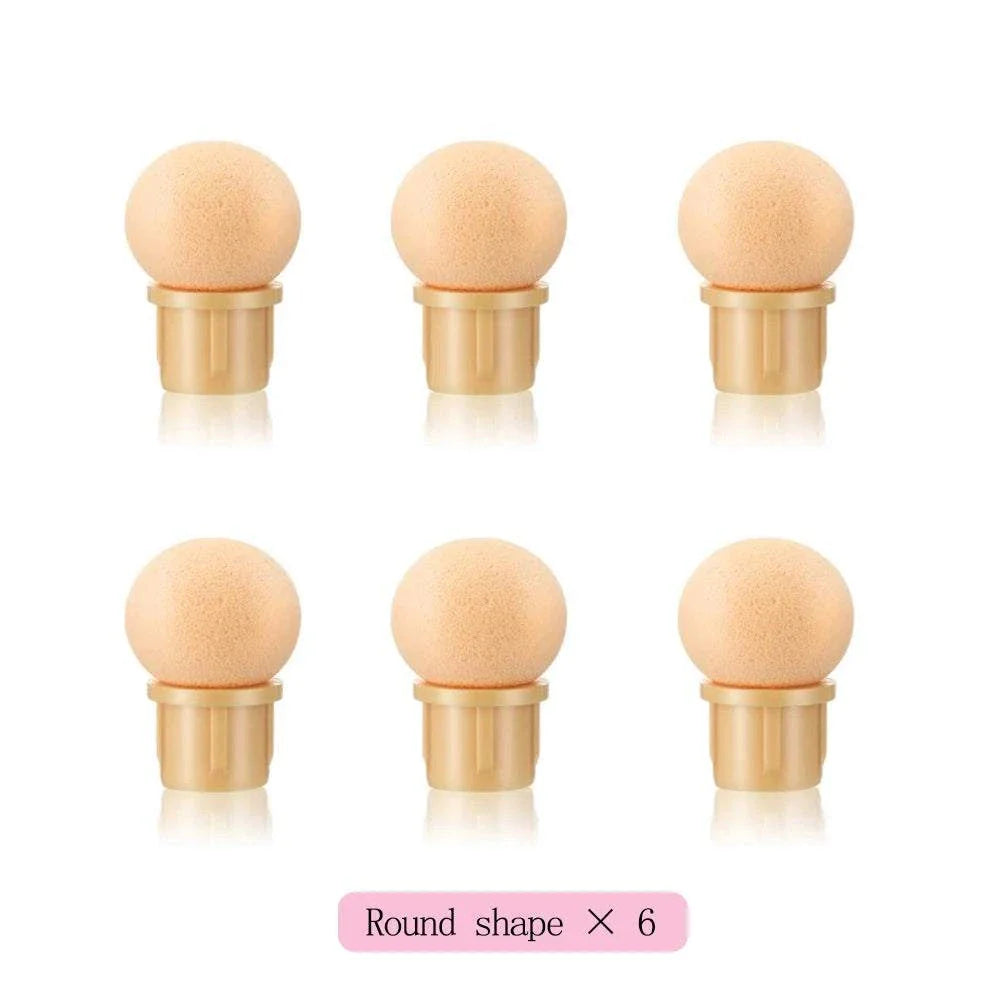 Set of six round sponge heads for double-headed sponge nail art brush tool