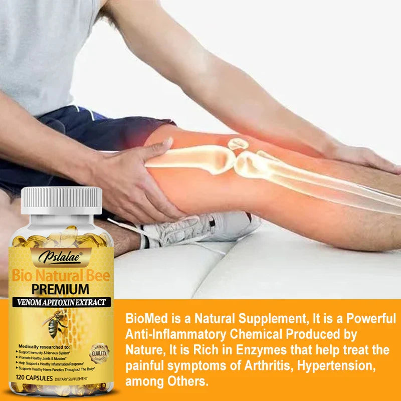 Natural Bee Capsules for joint pain relief, bone strength, immunity boost, and antioxidant support