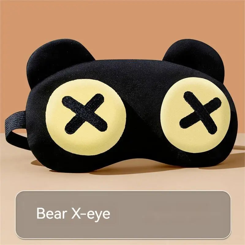 Cute Eye Mask for kids with bear design, soft breathable fabric, and soothing warm compress to improve sleep quality