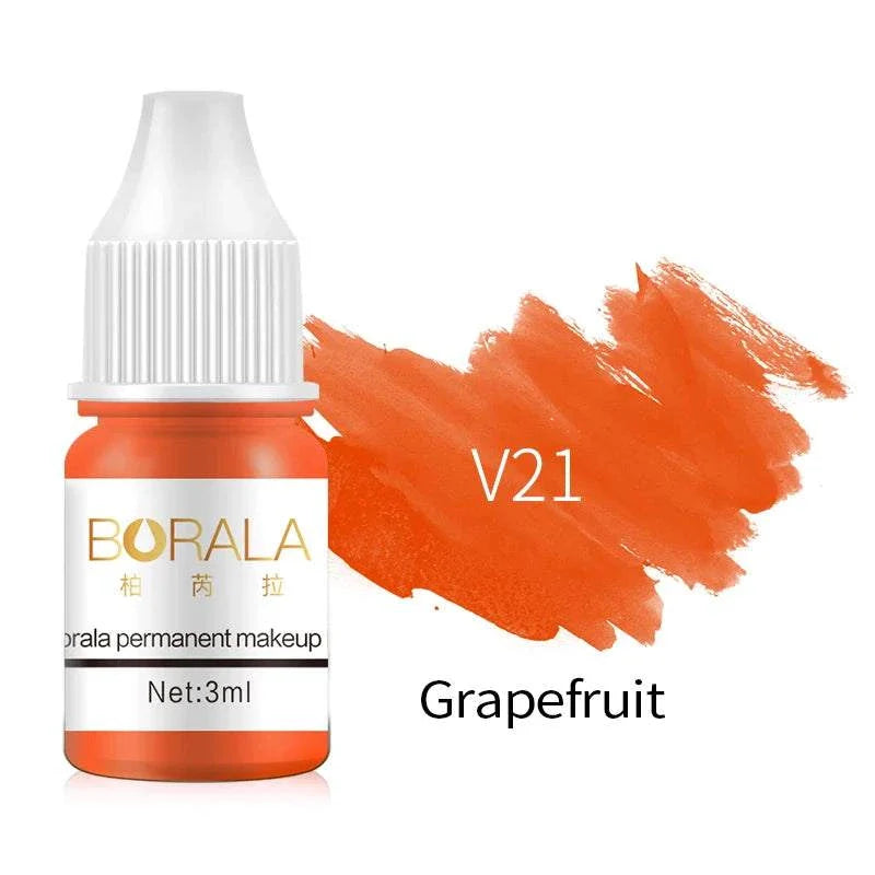Borala 26 Colors 3ML permanent makeup tattoo pigment in Grapefruit shade for lips, eyebrows, and eyeliner.
