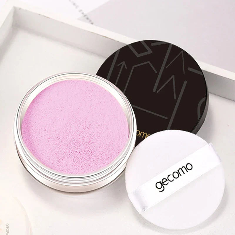 Gemeng Powder Makeup loose powder with puff and black lid in compact case