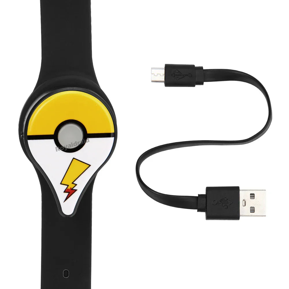 Auto Catch Powermon Go Plus Bluetooth wristband with rechargeable battery and USB charging cable for hands-free Pokémon GO gameplay