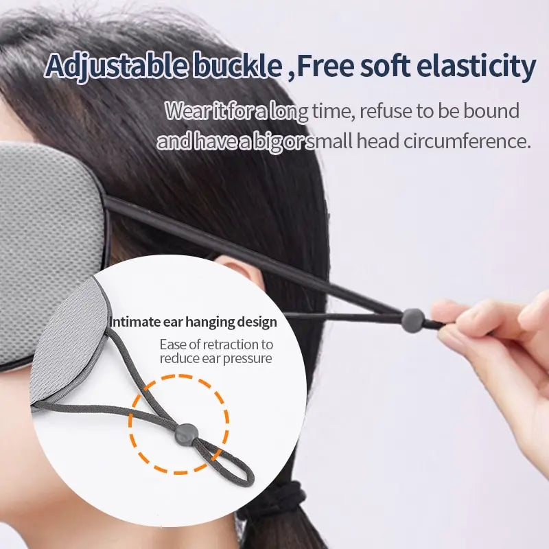 Korean-Style Ice Silk Sleeping Eye Mask with adjustable buckle and ear hanging design for comfortable, pressure-free fit