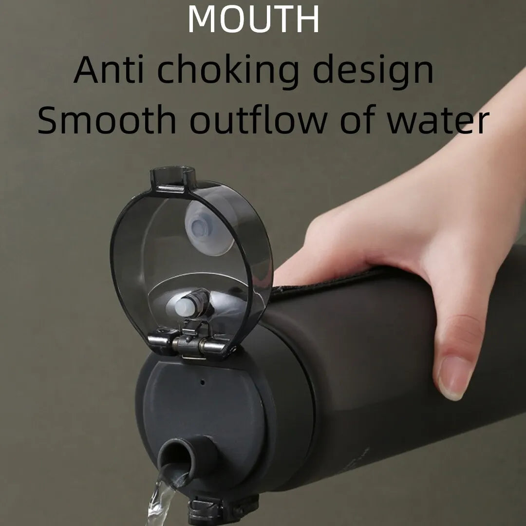 BPA-Free leak-proof sports water bottle with anti-choking mouth and smooth water outflow design in black color