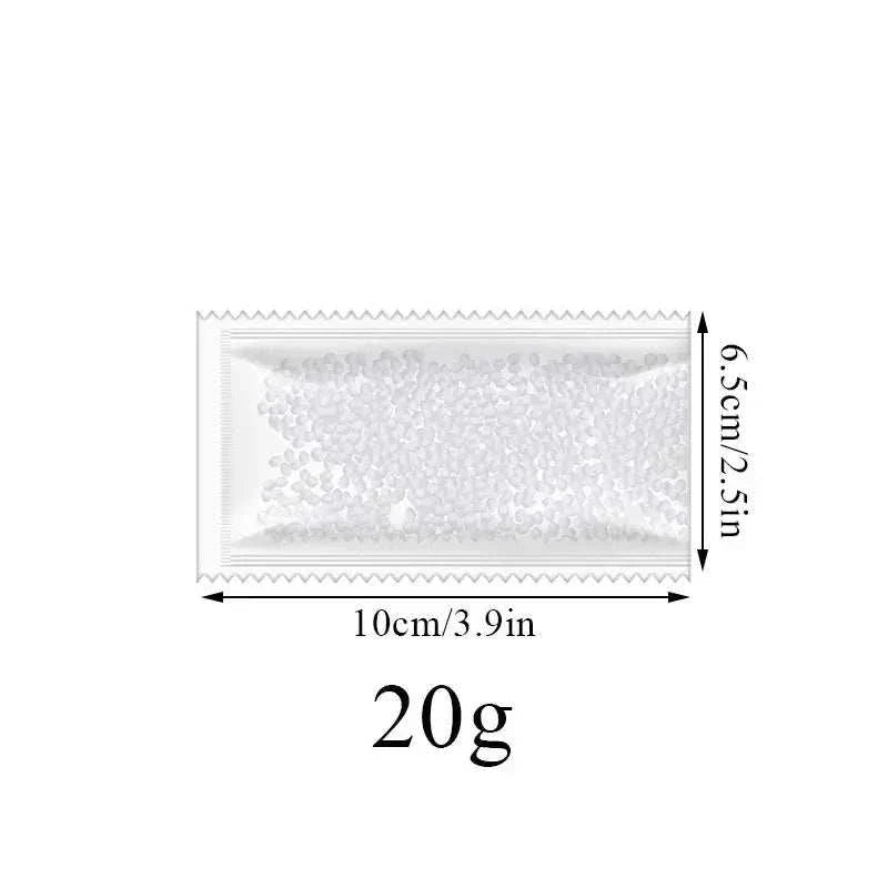 20g pack of clear resin tooth repair glue beads for temporary dental fixes, measuring 10cm by 6.5cm.