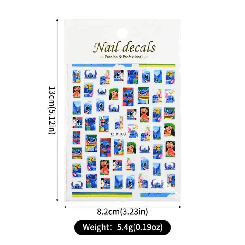 Cartoon Mini Stitch angel-themed nail stickers sheet for nail art decoration