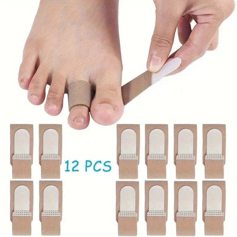 Reusable Hammer Toe Straightener band for aligning and supporting toes, 12 pieces shown.