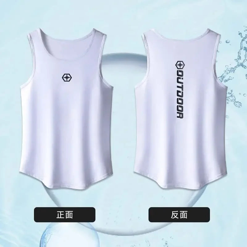 Men’s summer quick-dry fitness tracksuit vest with breathable, lightweight fabric and outdoor logo design