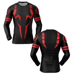 Anime Jujutsu Kaisen compression t-shirt with Sukuna 3D print, breathable quick-dry fabric, and athletic tight fit for workouts and cosplay