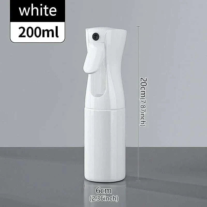White 200ml high pressure mist spray bottle with ergonomic design and continuous fine mist spray.