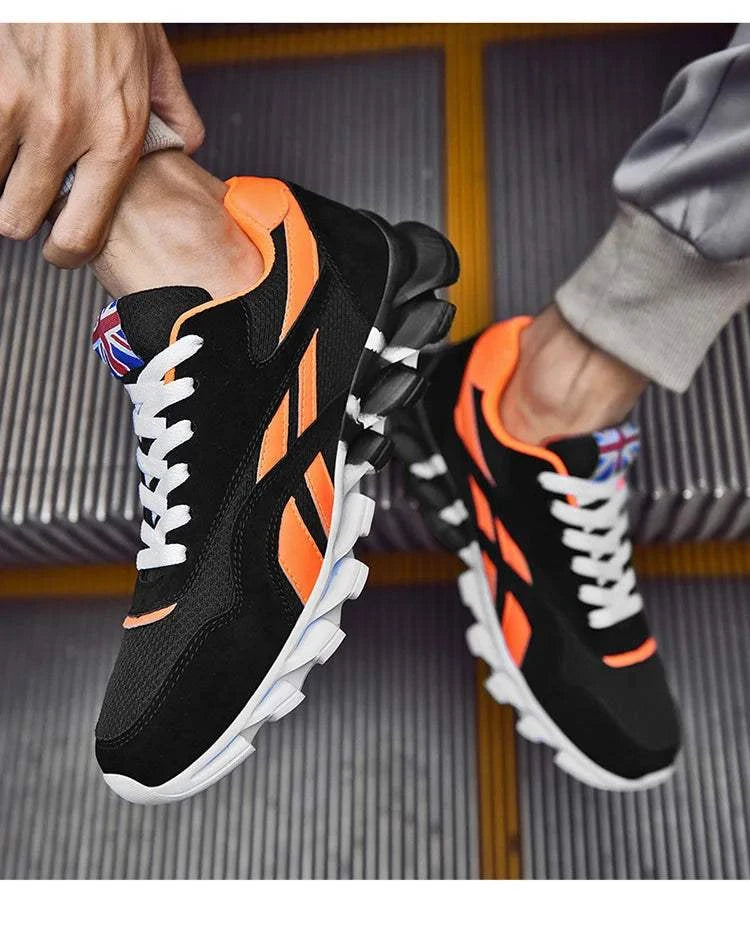 2025 New Men's & Women's running shoes black with orange accents breathable lightweight anti-slip outsole