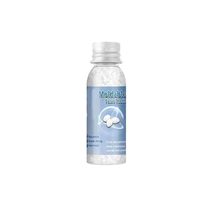 Bottle of moldable Resin Tooth Repair Glue for temporary dental fixes and false teeth repair